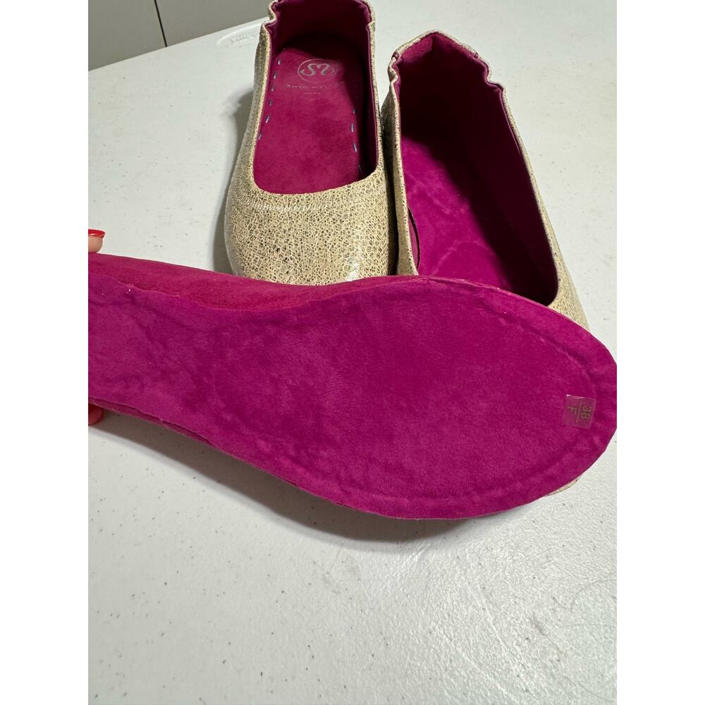 Soto Massini Milano Shimmering Vanilla Pebbled Ballet Flats Size 7 - Picture 12 of 13